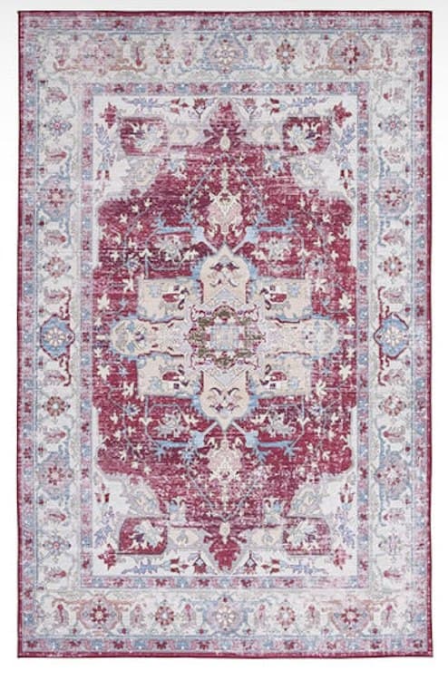 Area Rug - Burgundy & Beige