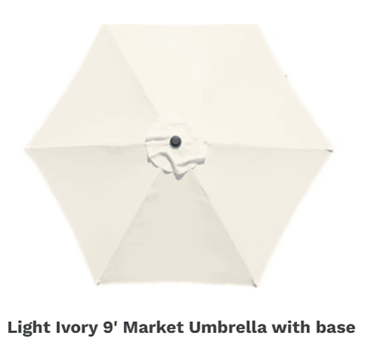 Light Ivory 9' Market Umbrella with base