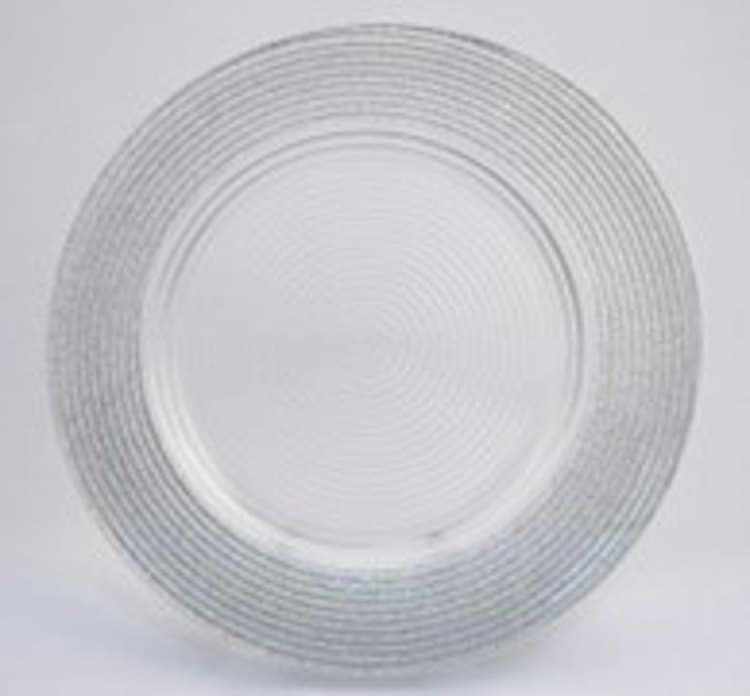 Charger Plate - 12" Saturn Silver Sparkly