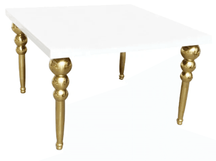 Hollywood Table White and Gold 4′